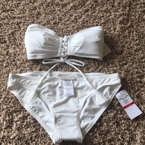 Michael Kors White Bandeau Bikini In XS, S & M - Picture 6 of 8
